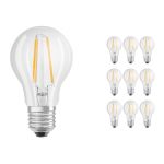Confezione Multipack 10x Ledvance Classic LED E27 Pera Filamento Chiara 4.2W 470lm - 927 Bianco Molto Caldo | Miglior resa cromatica - Dimmerabile - Sostitua 40W